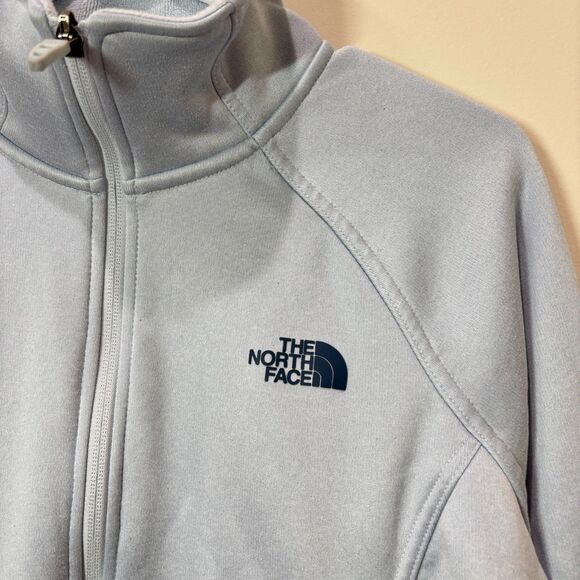 The North Face Jacket Women L Light Gray Blue Fleece Full Zip Hiking Pockets - Picture 2 of 10